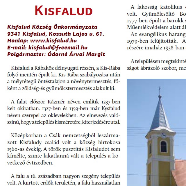 Kisfalud - Teleplsi rtkek, rtkes teleplsek a Rbakzben