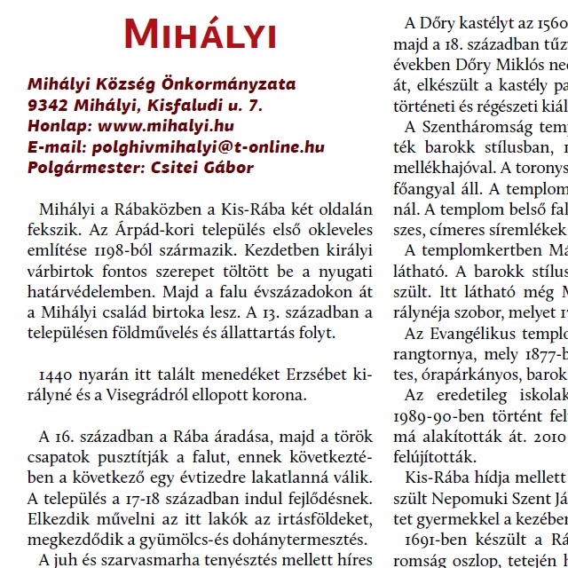 Mihlyi - Teleplsi rtkek, rtkes teleplsek a Rbakzben