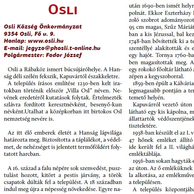 Osli - Teleplsi rtkek, rtkes teleplsek a Rbakzben