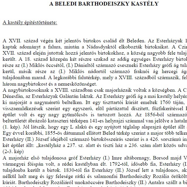 Beledi Barthodeiszky kastly