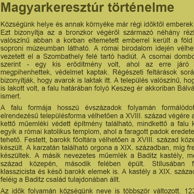 Magyarkeresztr trtnelme