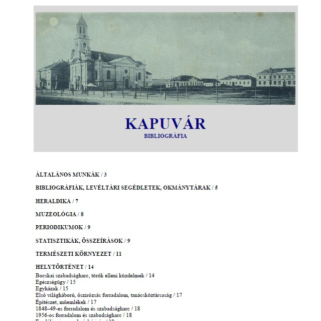 Kapuvr bibliogrfia