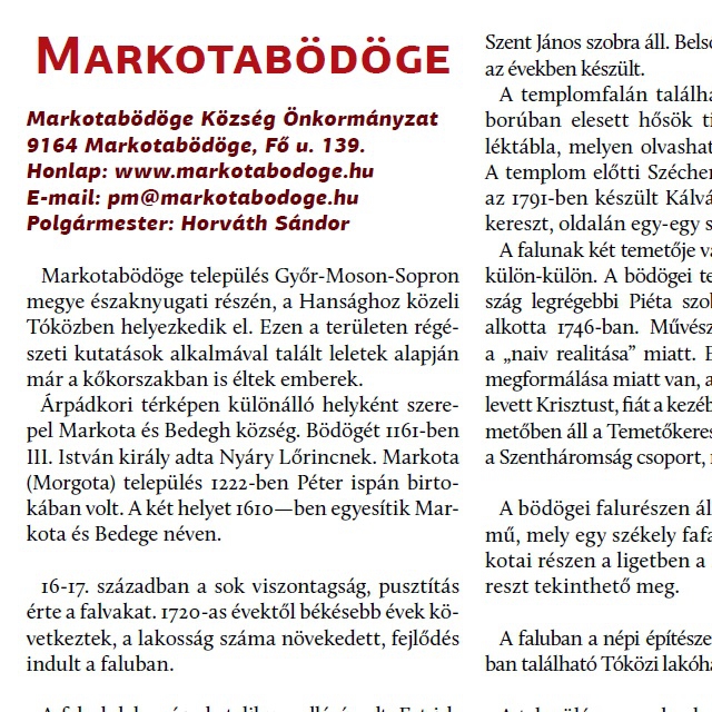 Markotabdge - Teleplsi rtkek, rtkes teleplsek a Rbakzben