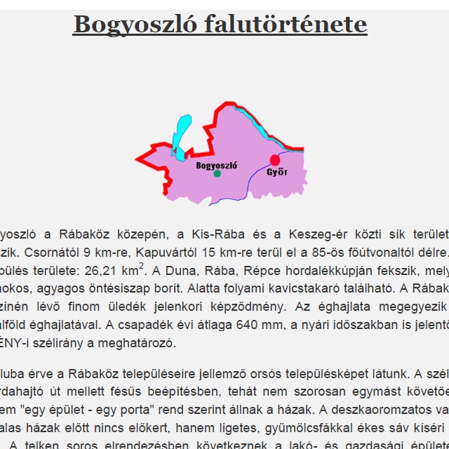 Bogyoszl falutrtnete