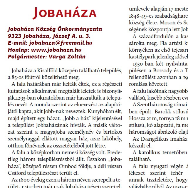 Jobahza - Teleplsi rtkek, rtkes teleplsek a Rbakzben