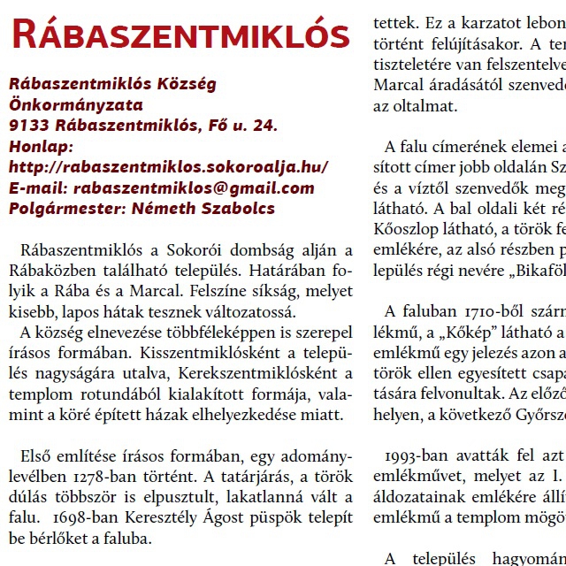 Rbaszentmikls - Teleplsi rtkek, rtkes teleplsek a Rbakzben