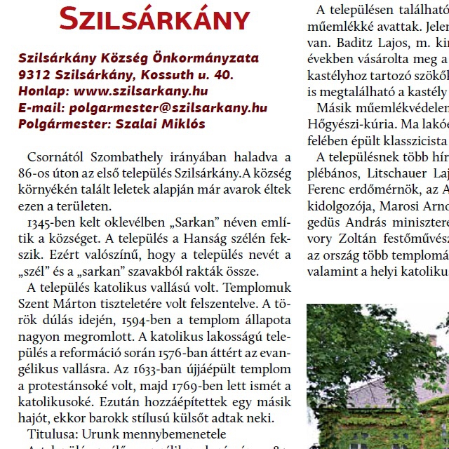 Szilsrkny - Teleplsi rtkek, rtkes teleplsek a Rbakzben