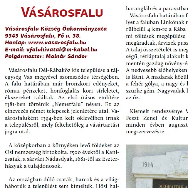 Vsrosfalu - Teleplsi rtkek, rtkes teleplsek a Rbakzben