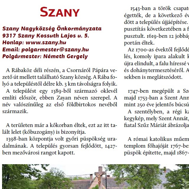 Szany - Teleplsi rtkek, rtkes teleplsek a Rbakzben